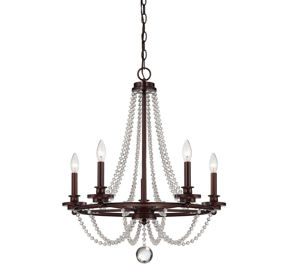 White 5 Light Chandelier, 24 inch, 300 Watts F6089