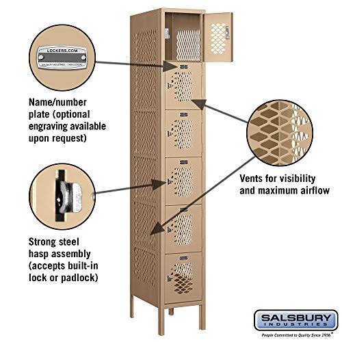 Vented Metal Locker, Six Tier, Tan G471736