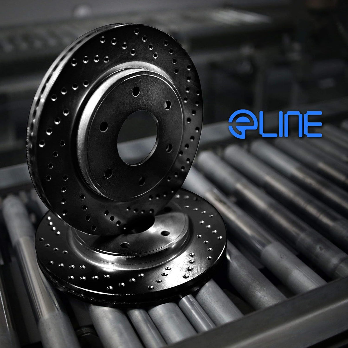 Black Drilled Brake Rotors Kit E3634
