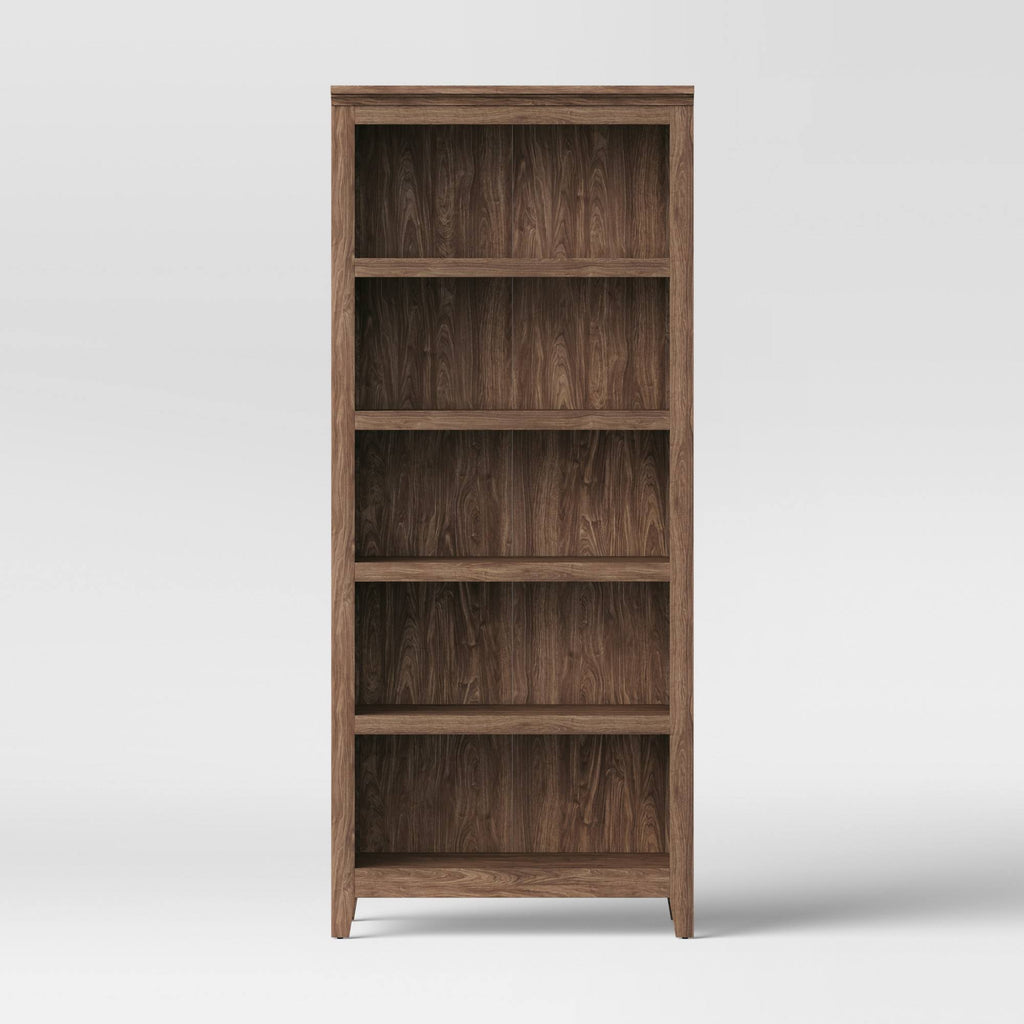 Walnut Brown 5-Shelf Bookcase U635