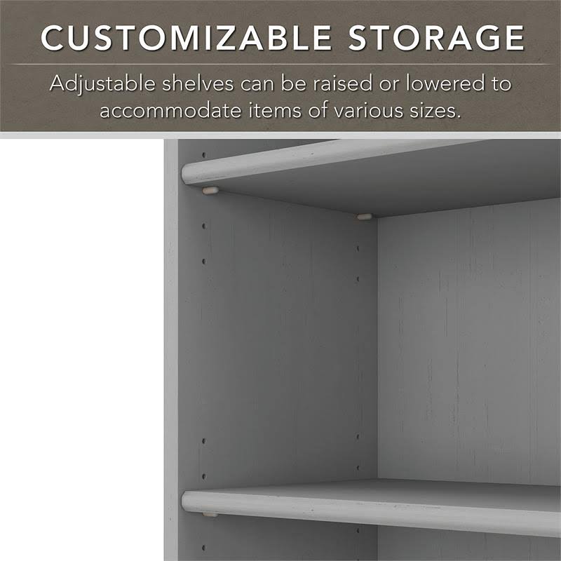 Gray L Shaped Desk with 5 Shelf Bookcase V53212