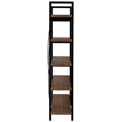5-Tier Industrial Bookcase with Rustic Wood and Metal Frame E289