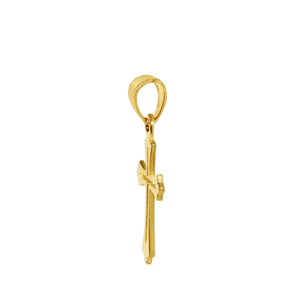 14K Yellow Solid Gold Cross Pendant with 22" Chain Necklace F929792