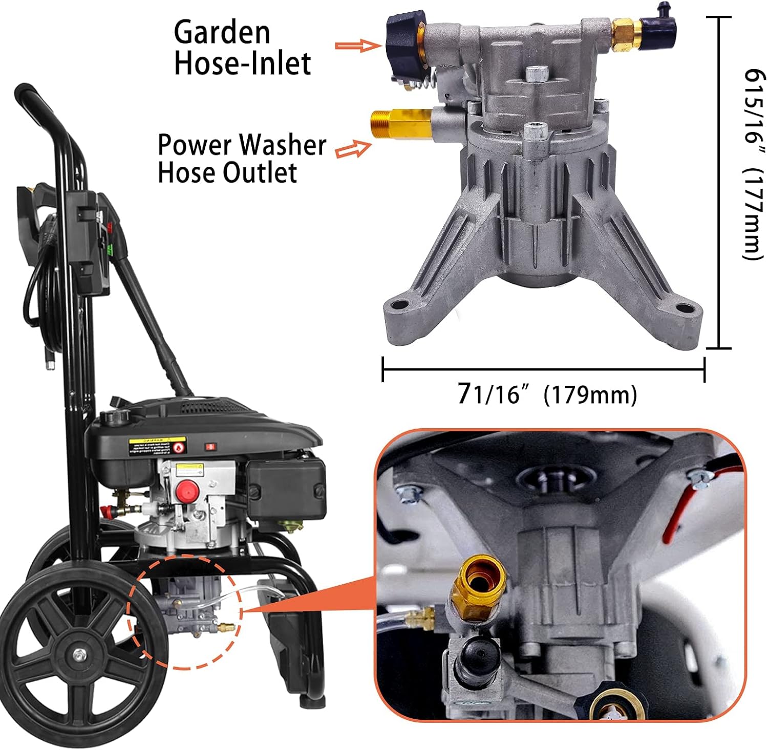 7/8'' Shaft Vertical Pressure Washer Pump, 2400-2800PSI, Pack of 2 R694261