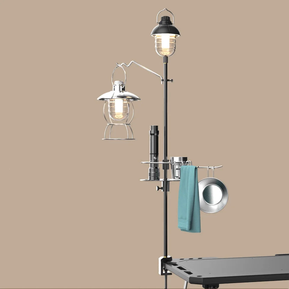 Lightweight Aluminum Alloy Camping Lamp Pole, Collapsible Adjustable Lantern Hanger H901