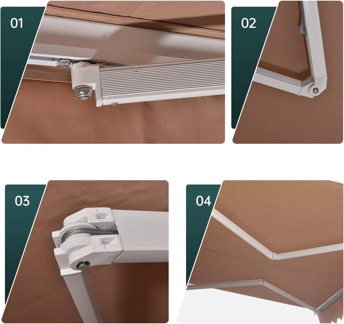 Retractable Patio Awning with Crank Handle, Tan (6.5’x8.2’) P138063