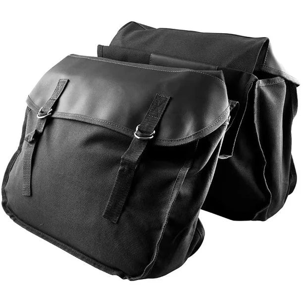 Black Canvas Motorcycle Saddle Bag U6933
