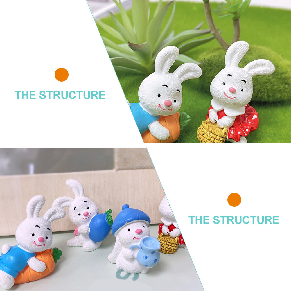 12 Pcs Resin Rabbit Ornament Mini Dollhouse Accessories U7481