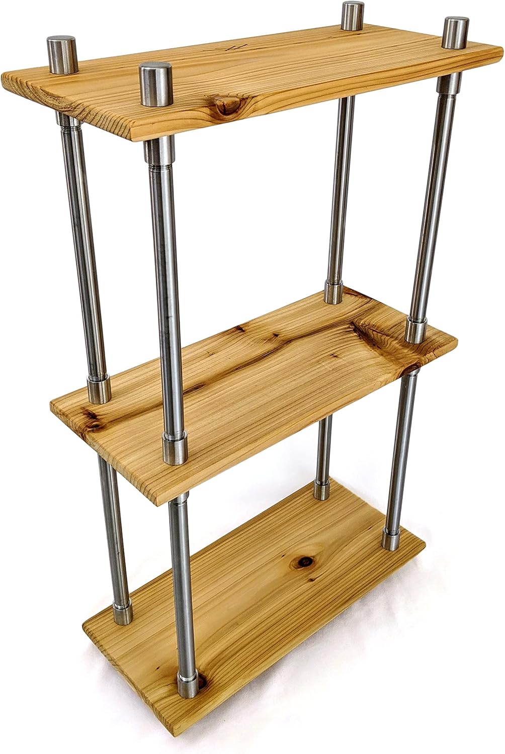 Solid Cedar Wood Stainless Steel Metal Bookcase 16 Inch Wide F81631
