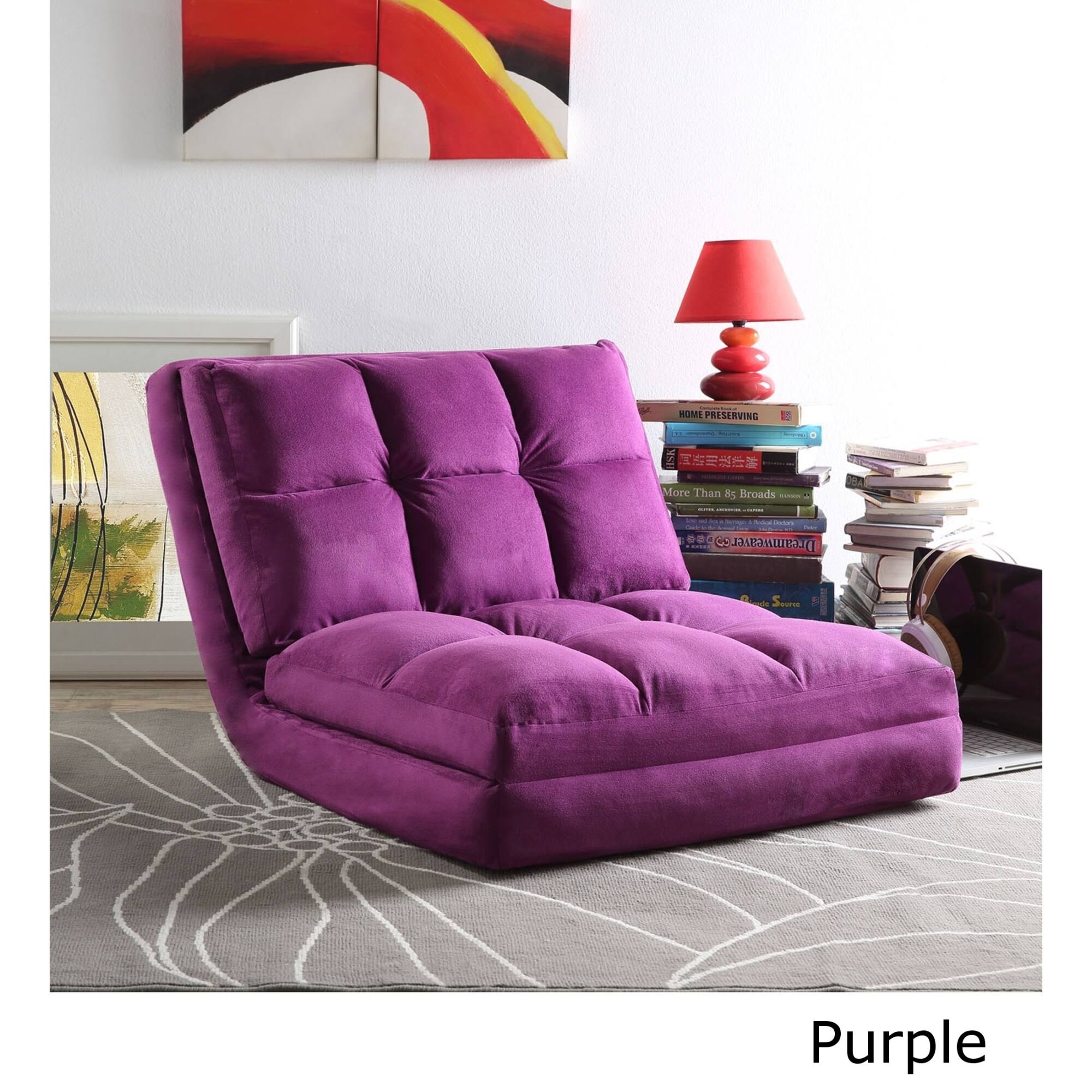 Purple Microsuede 5-Position Convertible Flip Chair Sleeper U750