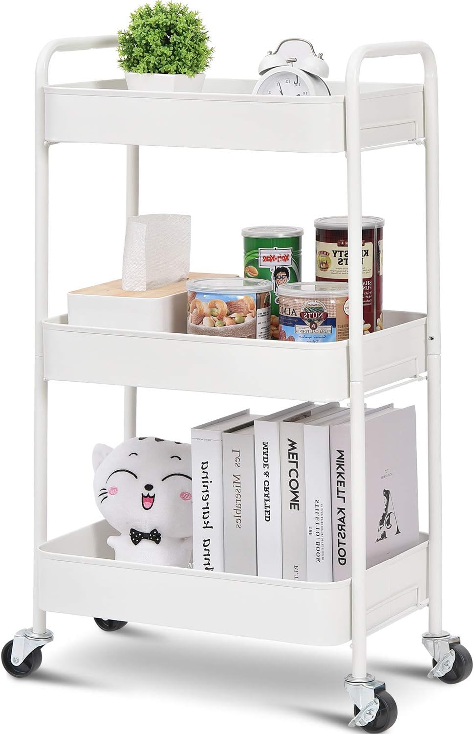 3-Tier Rolling Utility Cart with Lockable Wheels Y8551