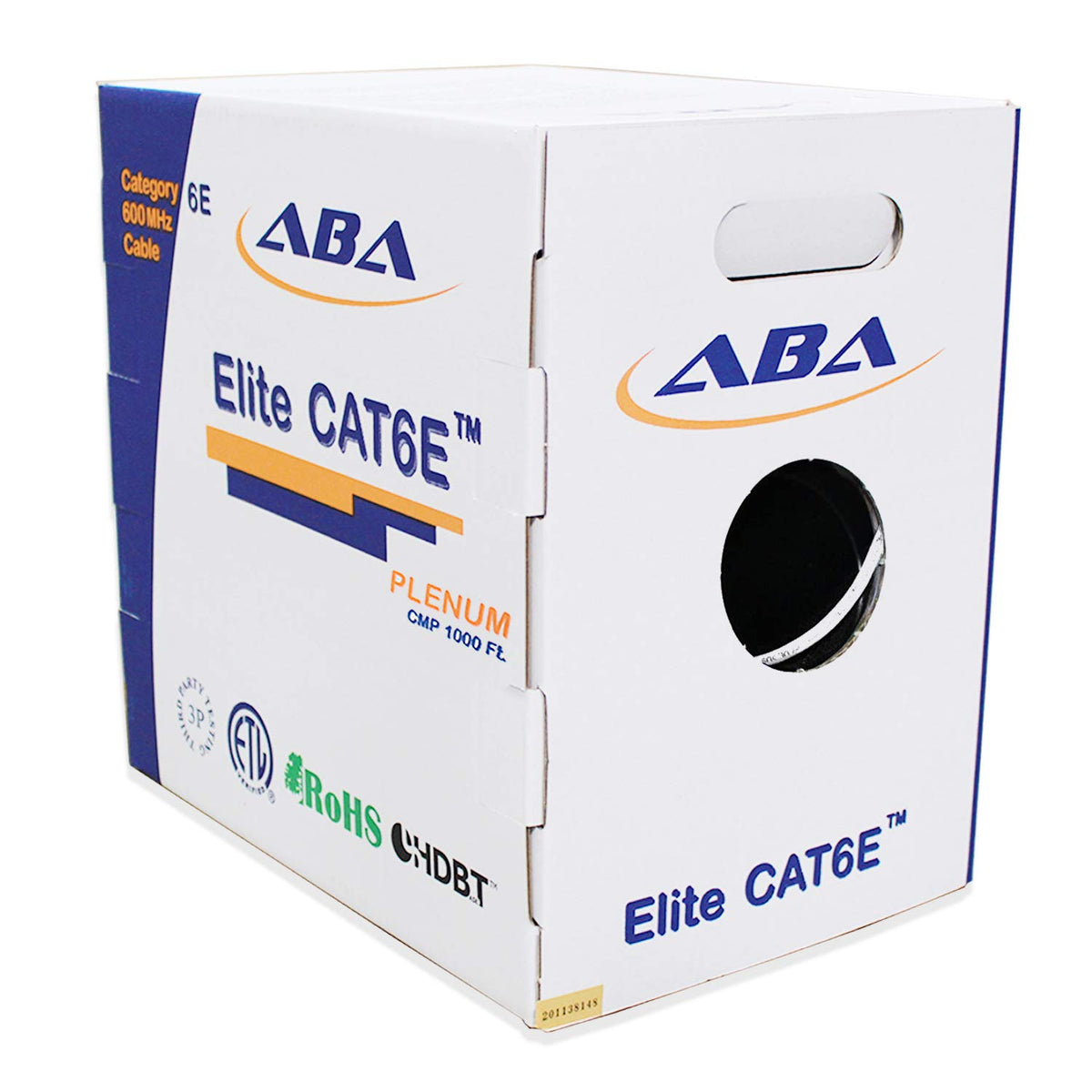 Cat6 Plenum CMP Ethernet Cable 1000ft 23AWG UTP Solid Bare Copper Yellow W49280