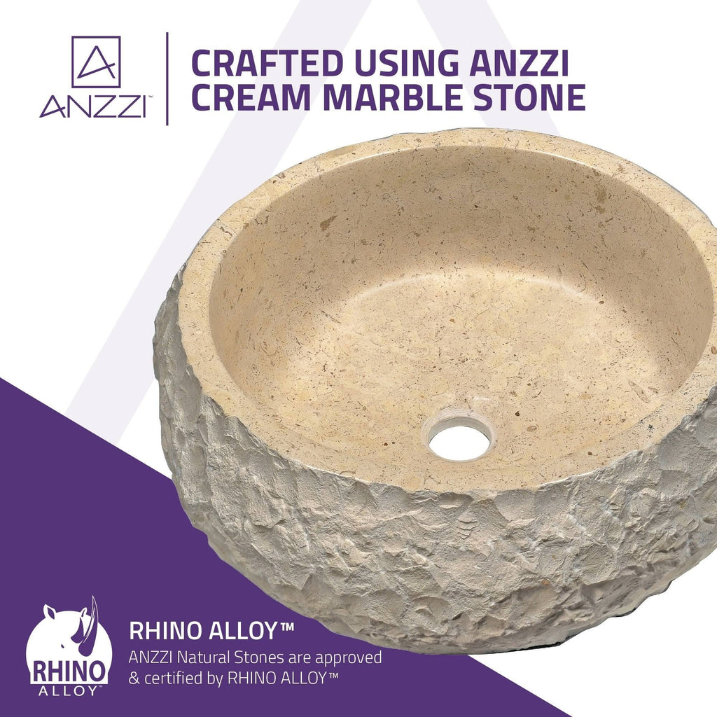 Desert Ash Vessel Sink in Classic Cream Marble F388232