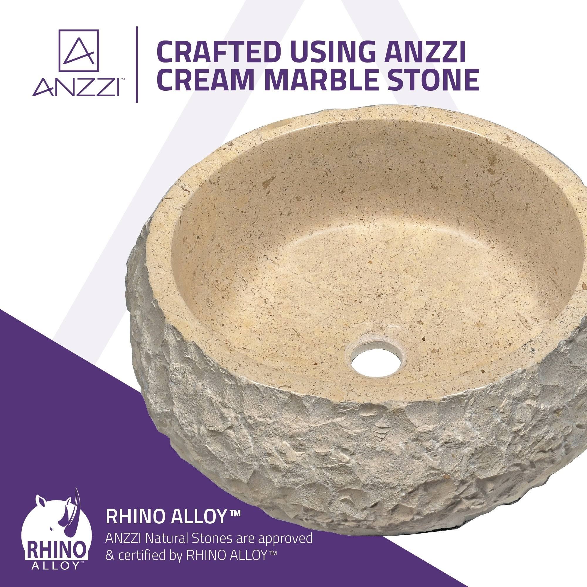 Desert Ash Vessel Sink in Classic Cream Marble F388232