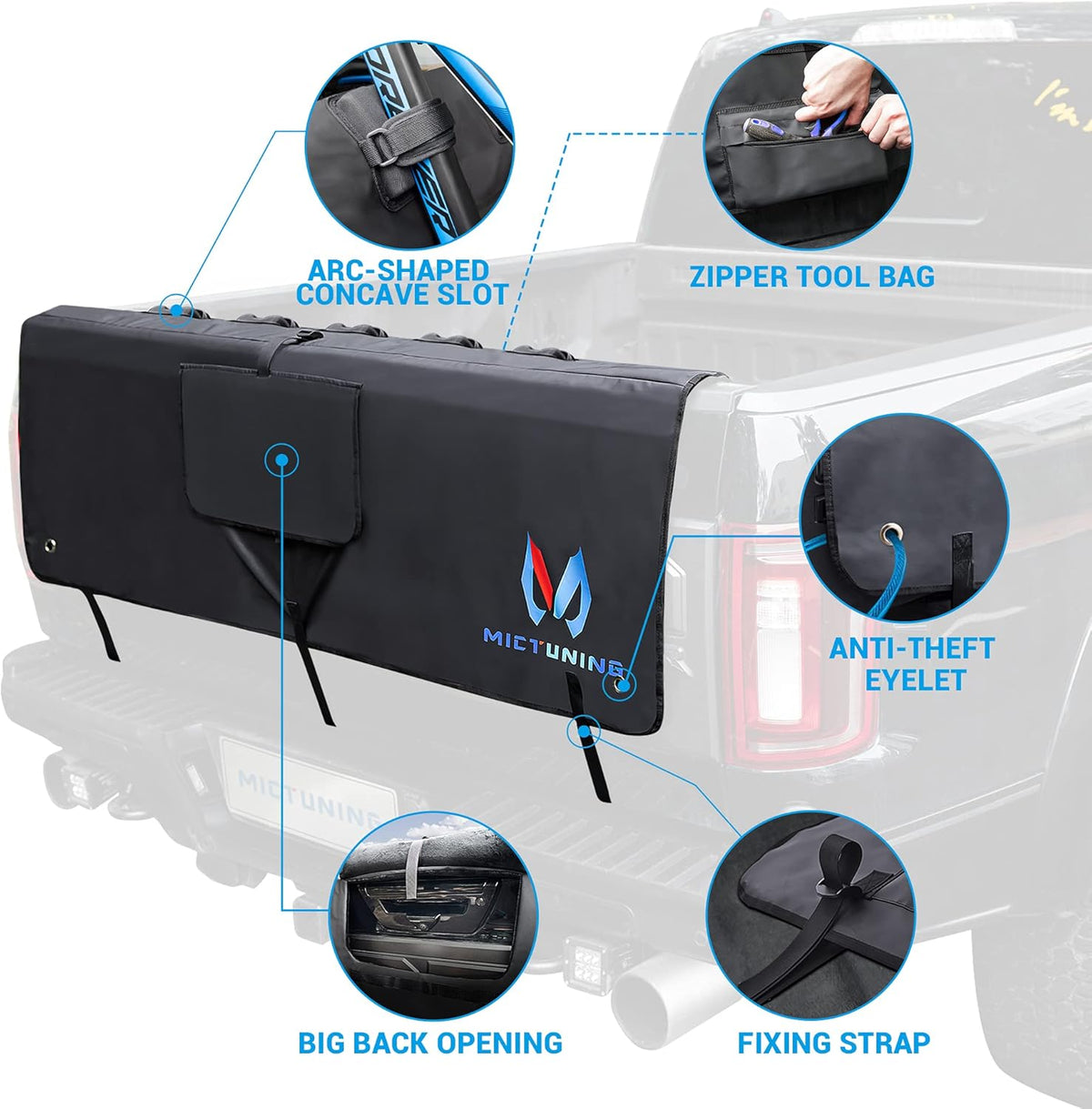 Upgrade Tailgate Pad for Bike Trucks, Bicycle Tailgate Mat for Mountain Bike Carrier up to 5 Bikes U15705